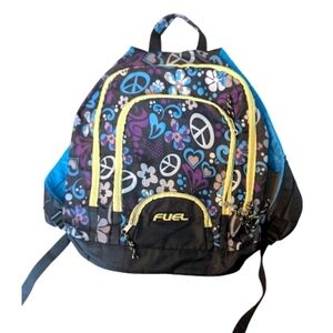 NWOT Fuel Floral Peace Sign Backpack w Laptop Pocket Water Resistant